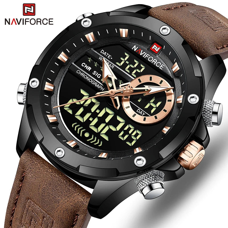 Relógio Masculino NAVIFORCE Digital com Pulseira em Couro