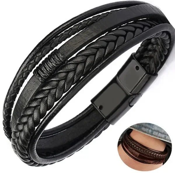 Pulseira KING Masculina em Couro com Fecho Magnético